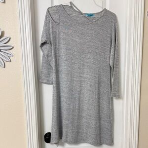 Emily Stacy heather gray dress asymmetrical cutout neckline 3/4 sleeve Size M
